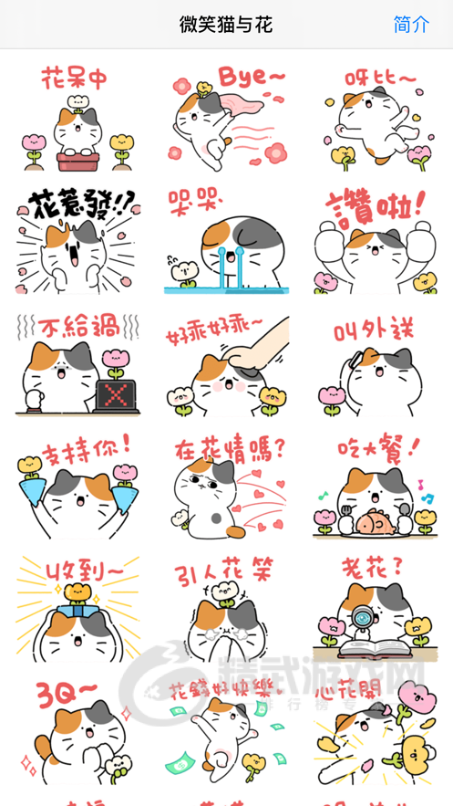 微笑猫与花
