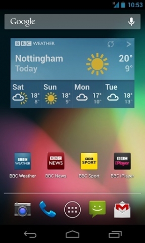 BBC天气截图