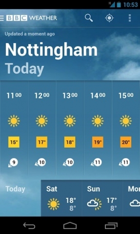 BBC天气截图