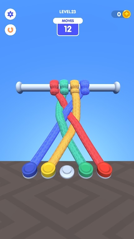 同数量的绳索和缠绕方式,玩家需要冷静的思考,在规定的时间内解开绳索